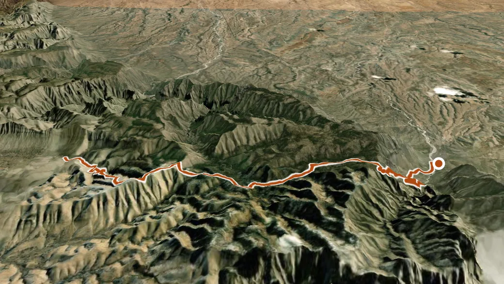 3-D terrain view of Tejas Trail