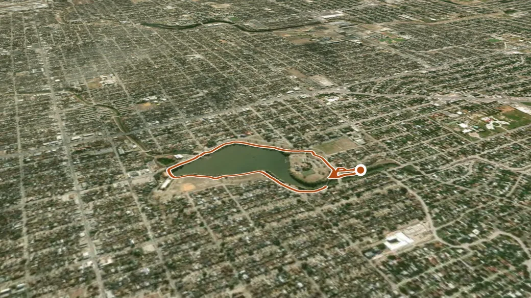 3-D terrain view of Woodlawn Lake Park Trail