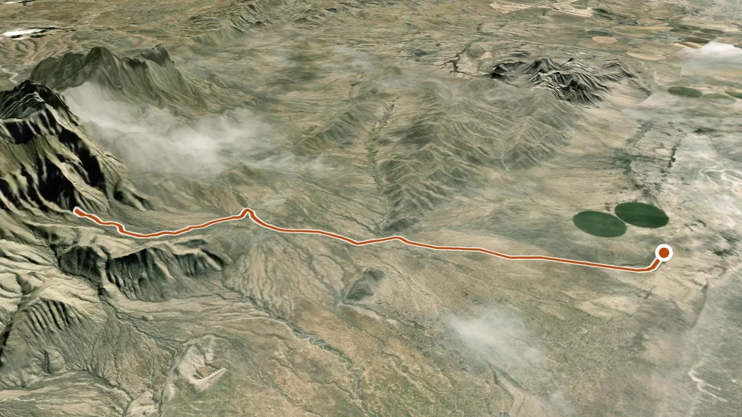 3-D terrain view of Kincaid Trail