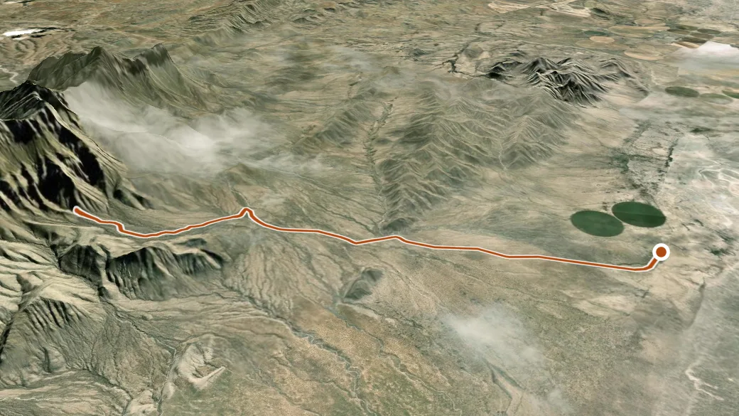 3-D terrain view of Kincaid Trail