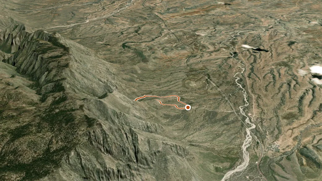 3-D terrain view of Smith Spring Trail