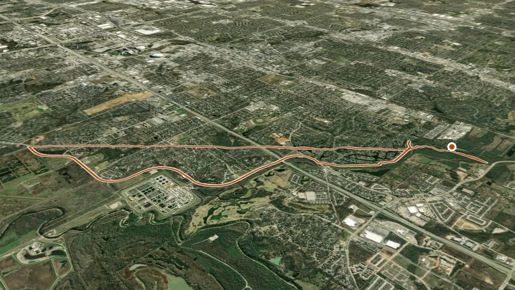 3-D terrain view of Village Creek Trail