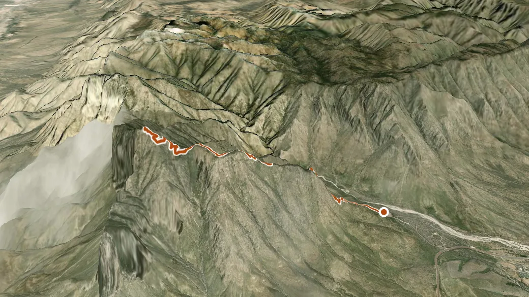 3-D terrain view of Guadalupe Peak Trail