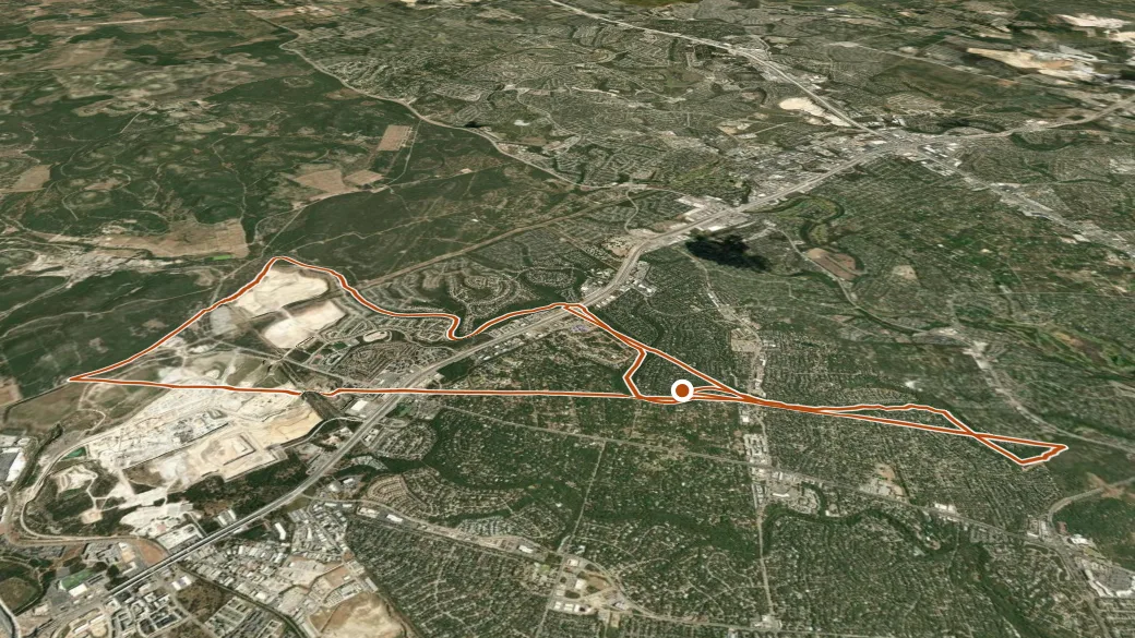 3-D terrain view of Salado Creek Greenway North