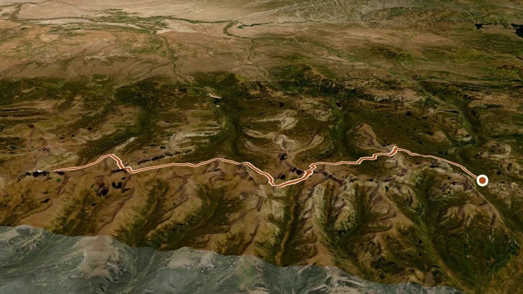 3-D terrain view of Highline Trail