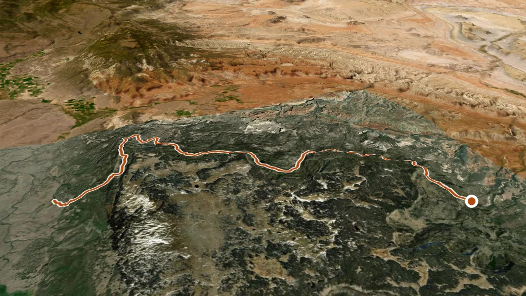 3-D terrain view of Wildcat Trail