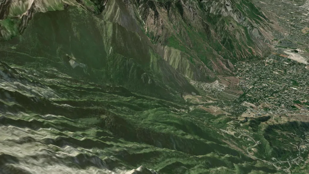 3-D terrain view of Jacobs Ladder