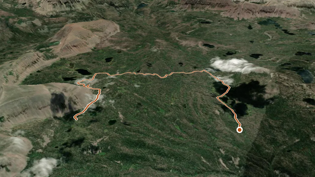 3-D terrain view of East Fork Pinto Lake