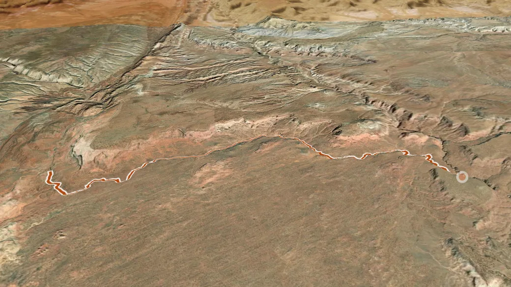 3-D terrain view of Buckskin Gulch Trail