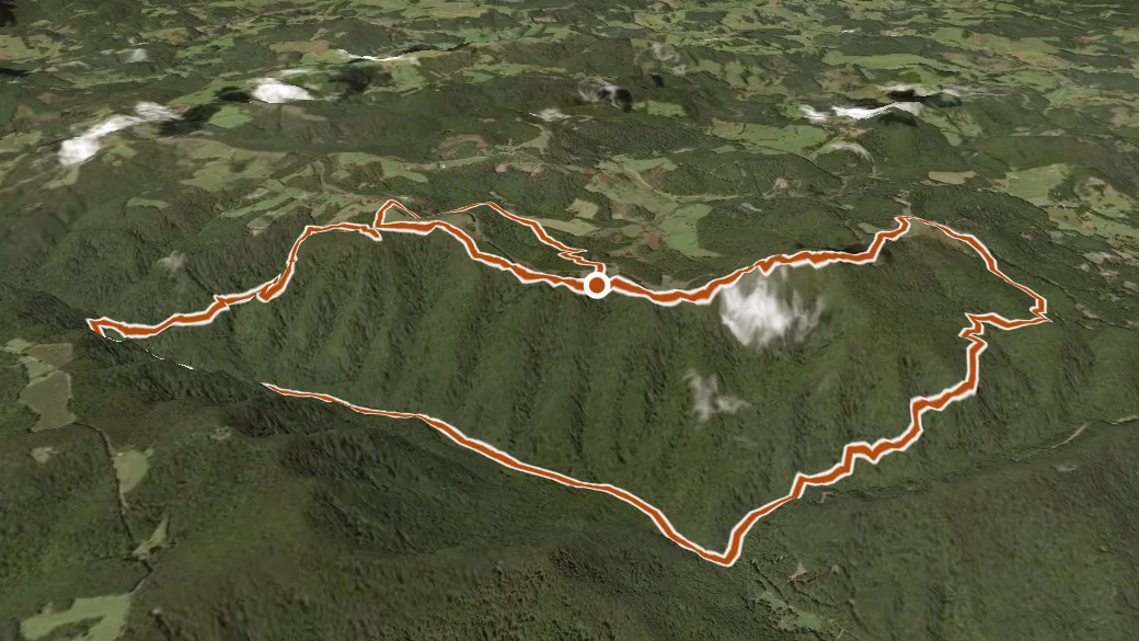 3-D terrain view of Black Ridge Trail/Rock Castle Gorge Trail