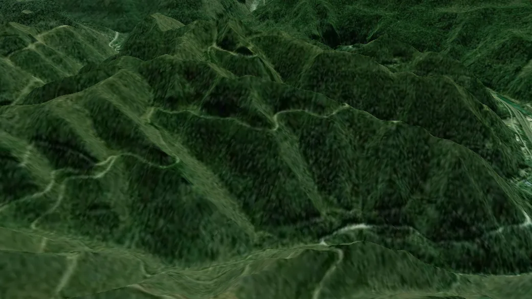 3-D terrain view of Haysi-Ridgeview Trail System