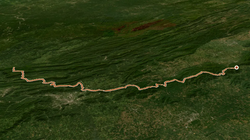 3-D terrain view of Appalachian National Scenic Trail