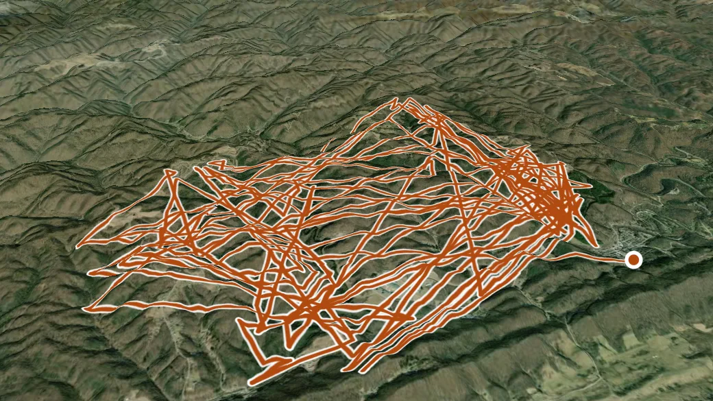 3-D terrain view of Original Pocahontas Trail System