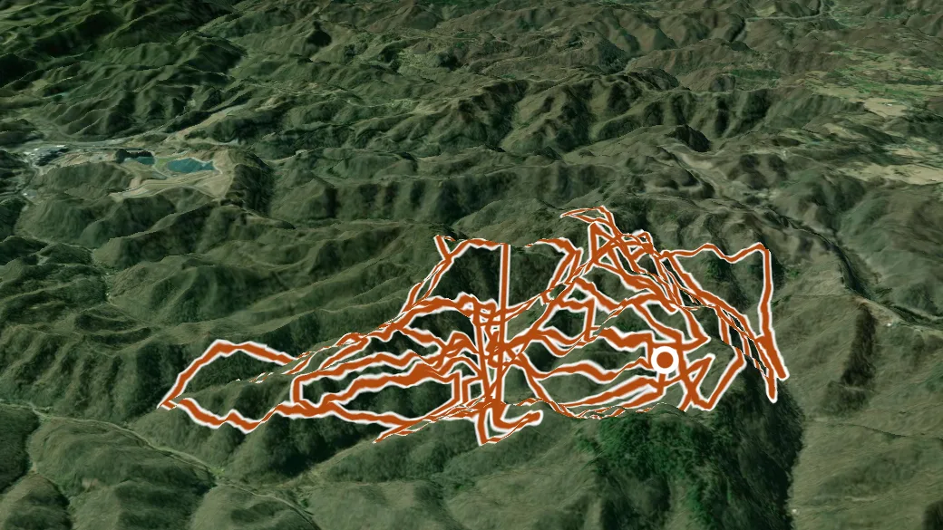 3-D terrain view of Mountain View Atv Trail System