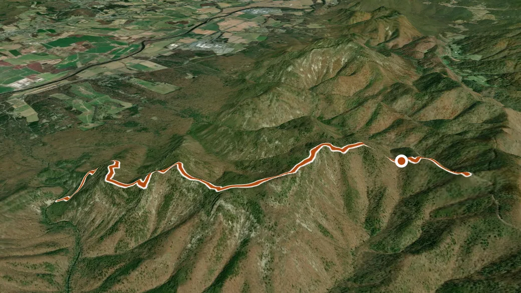 3-D terrain view of Brown Mtn Trail