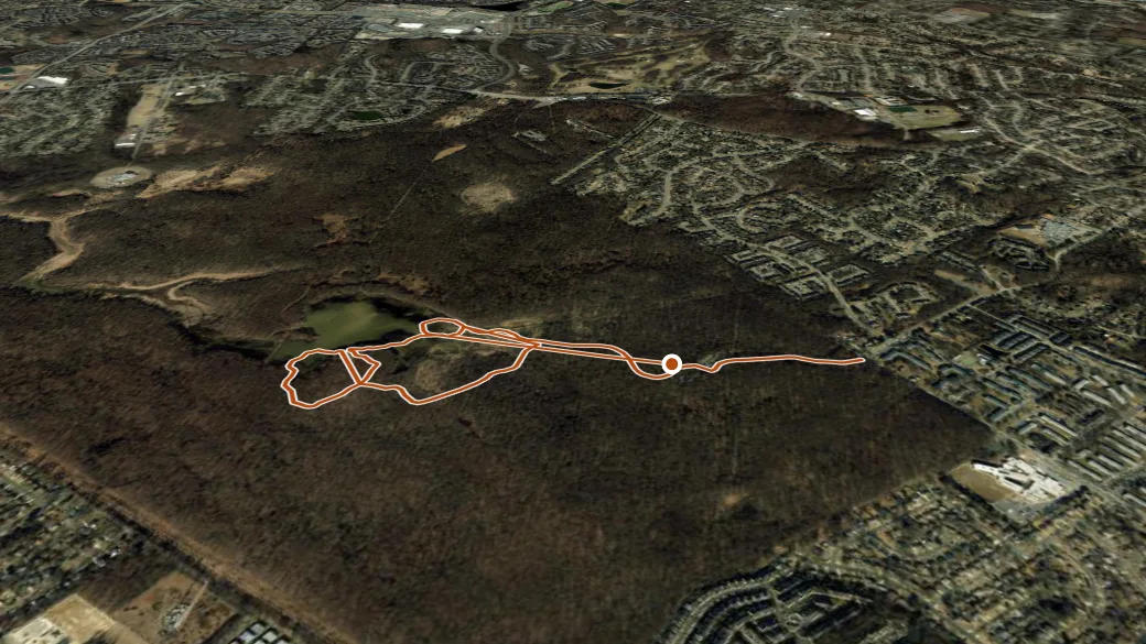 3-D terrain view of Fairfax County Trail