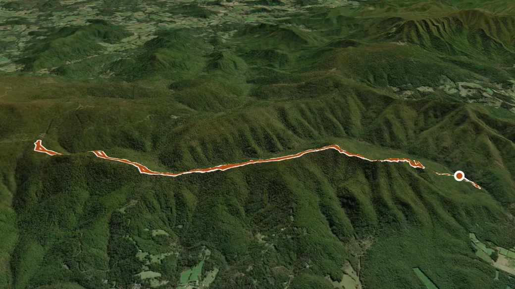 3-D terrain view of Knob Mtn Trail