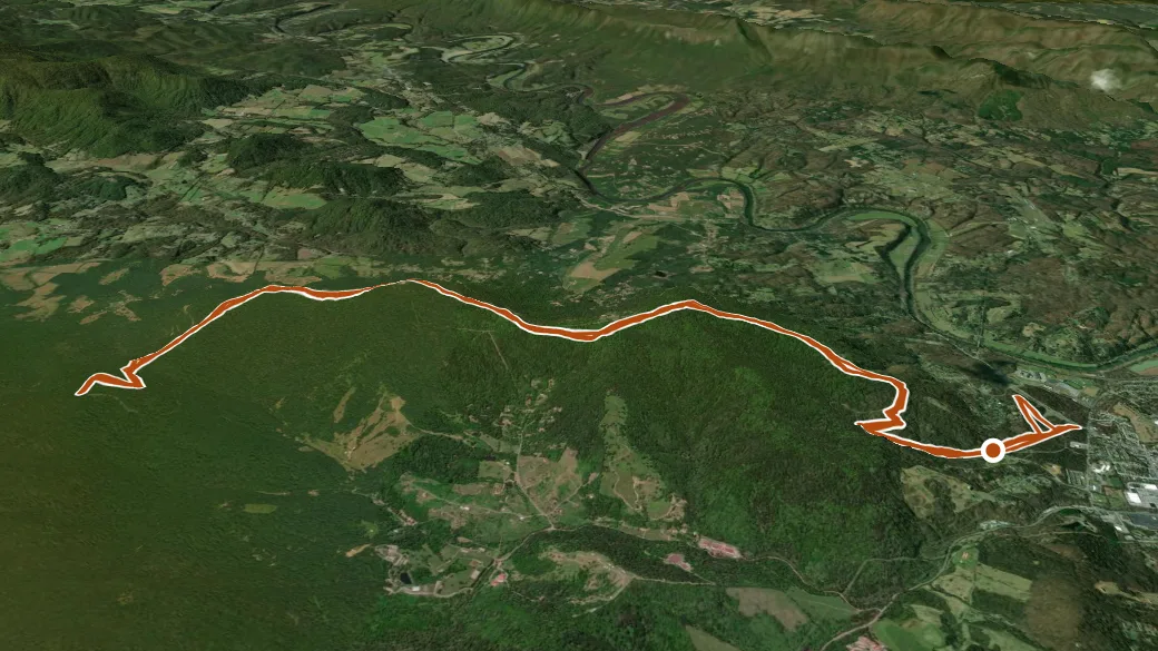 3-D terrain view of Dickey Ridge Trail