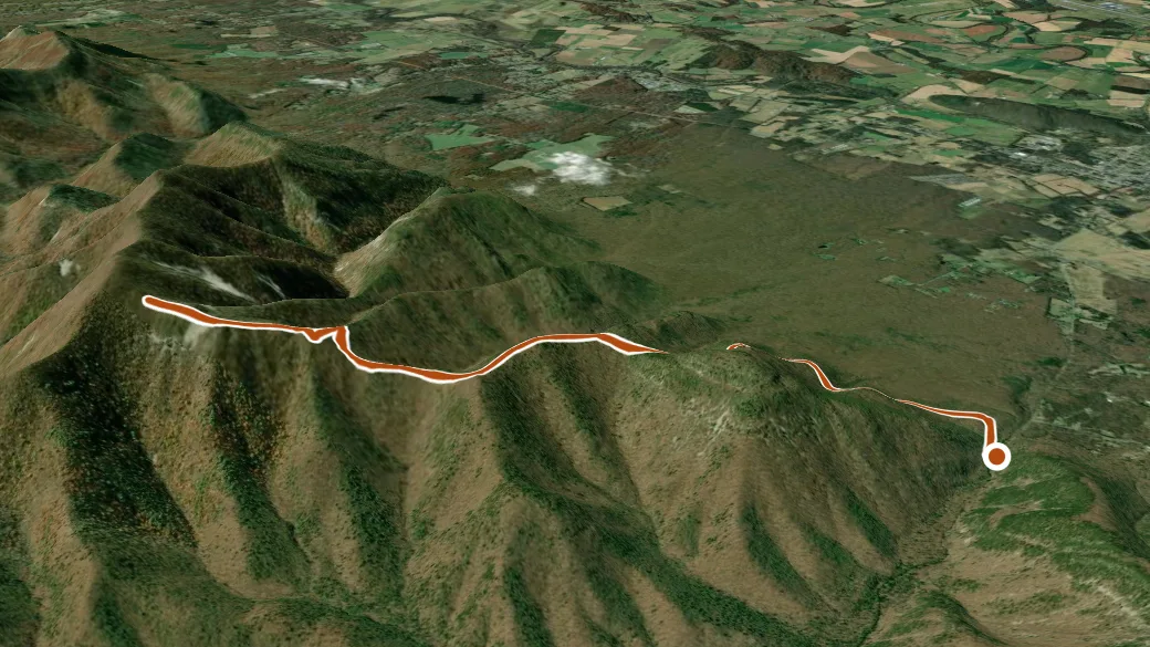 3-D terrain view of Furnace Mountain Trail