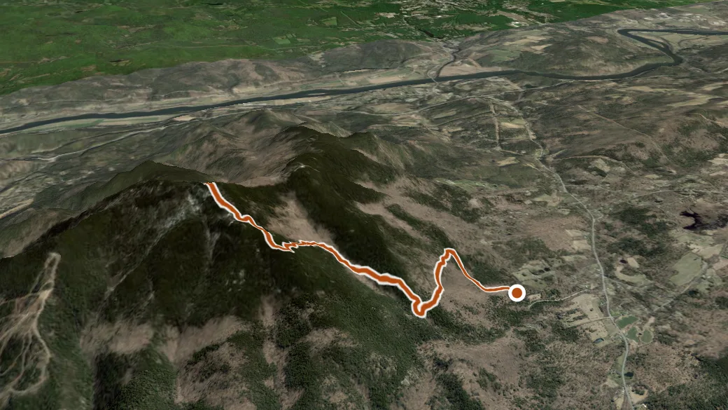 3-D terrain view of Weathersfield Trail