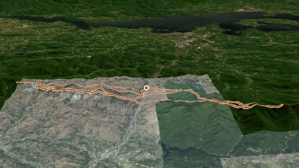 3-D terrain view of Long Trail