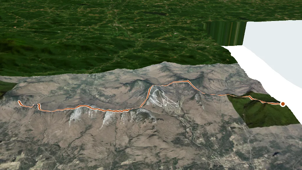 3-D terrain view of The Long Trail