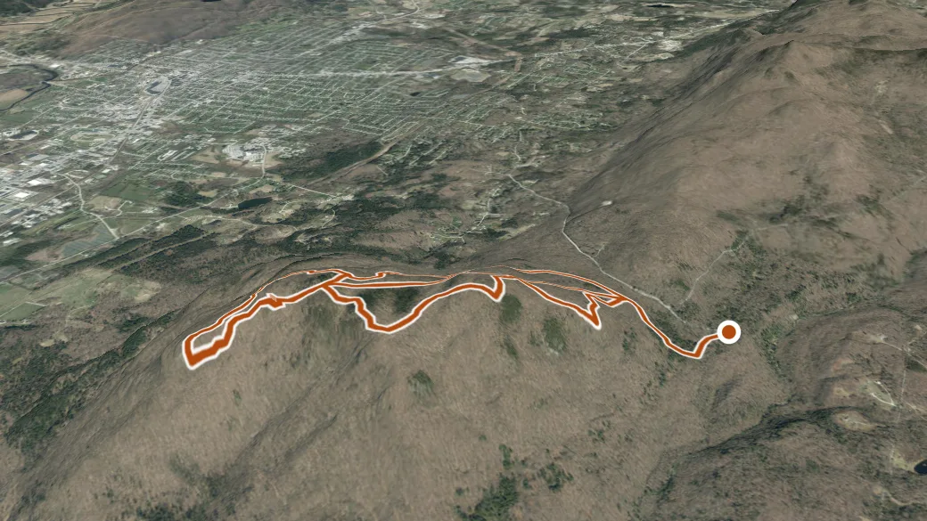 3-D terrain view of Bald Mountain Trail