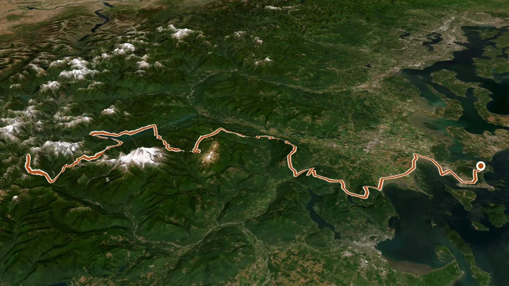 3-D terrain view of Pacific Northwest National Scenic Trail