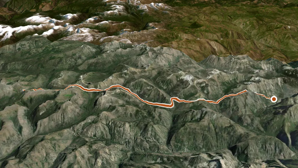 3-D terrain view of Larch Creek Trail