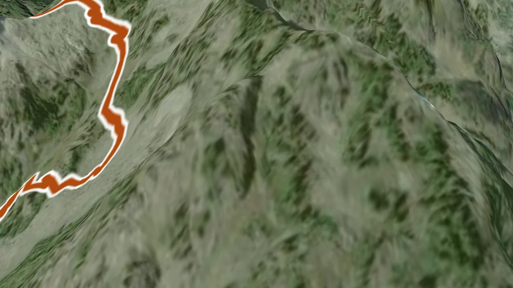 3-D terrain view of Chain Lakes
