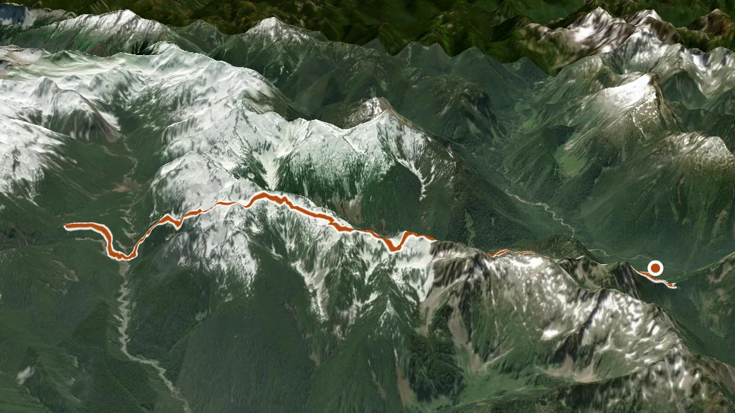 3-D terrain view of Lost Creek Ridge