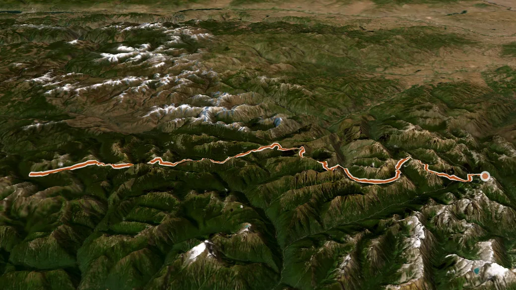 3-D terrain view of Pct - Methow Valley
