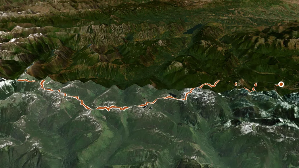 3-D terrain view of Pacific Crest -Wen River_North