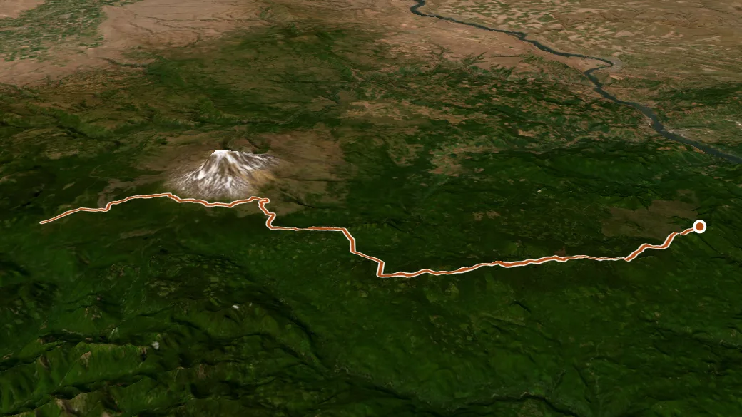 3-D terrain view of Pacific Crest National Scenic Trail