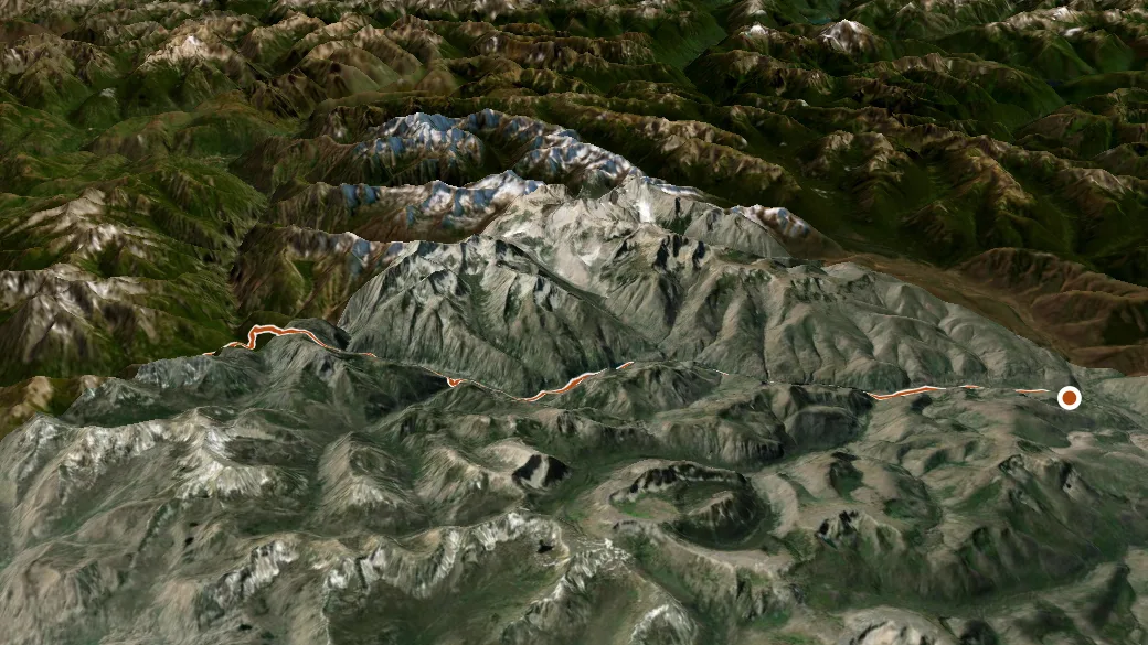 3-D terrain view of Hidden Lakes