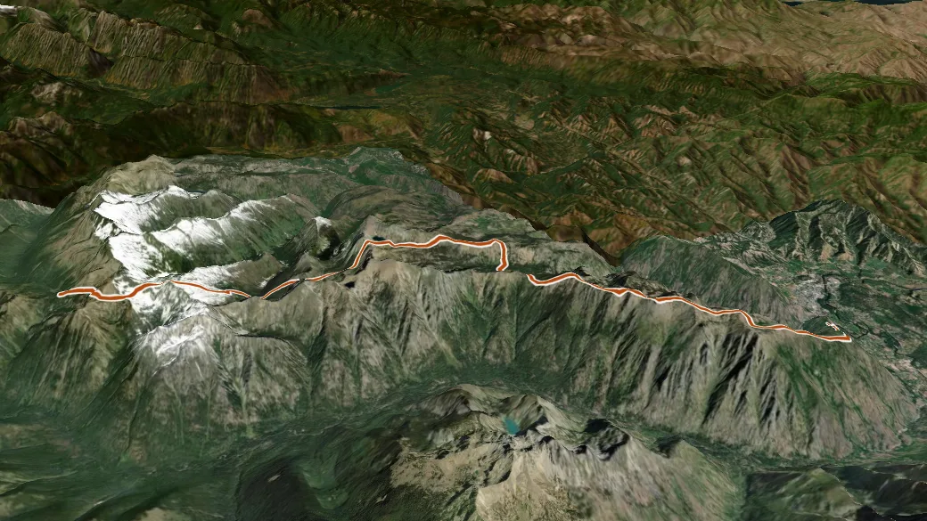 3-D terrain view of Icicle Ridge