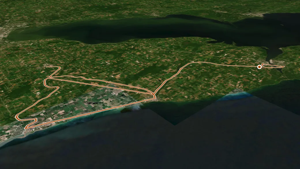 3-D terrain view of Ahnapee State Trail
