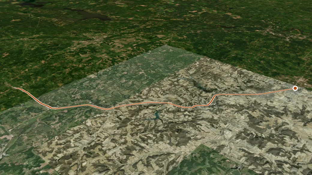 3-D terrain view of 400 State Trail