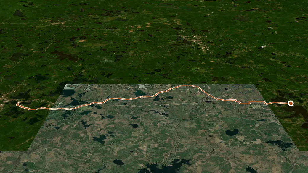 3-D terrain view of Bearskin State Trail