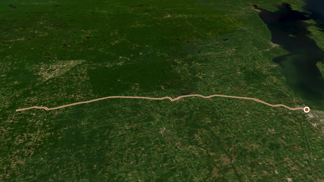 3-D terrain view of Mountain-Bay State Trail