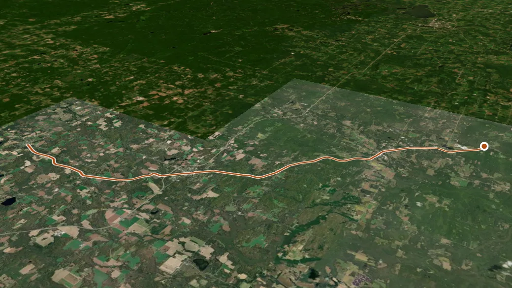 3-D terrain view of Wiouwash State Trail