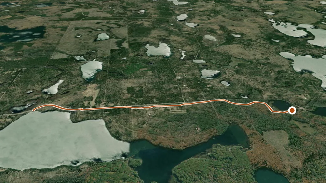 3-D terrain view of Land O’ Lakes Bike and Pedestrian Trail