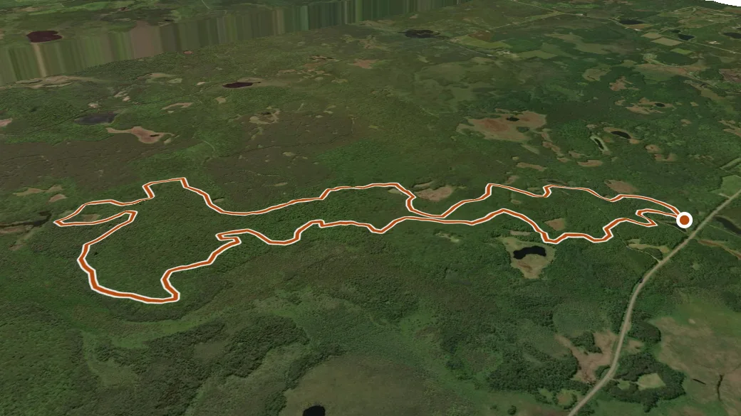 3-D terrain view of Mukwonago Ski Trail 2.3 Km