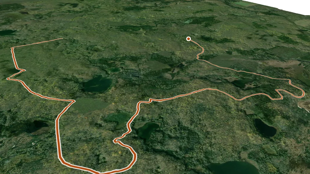 3-D terrain view of Whisker Lake Wilderness