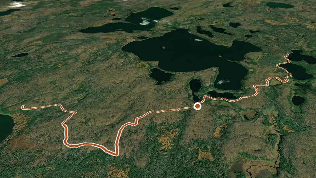 3-D terrain view of Hidden Lakes