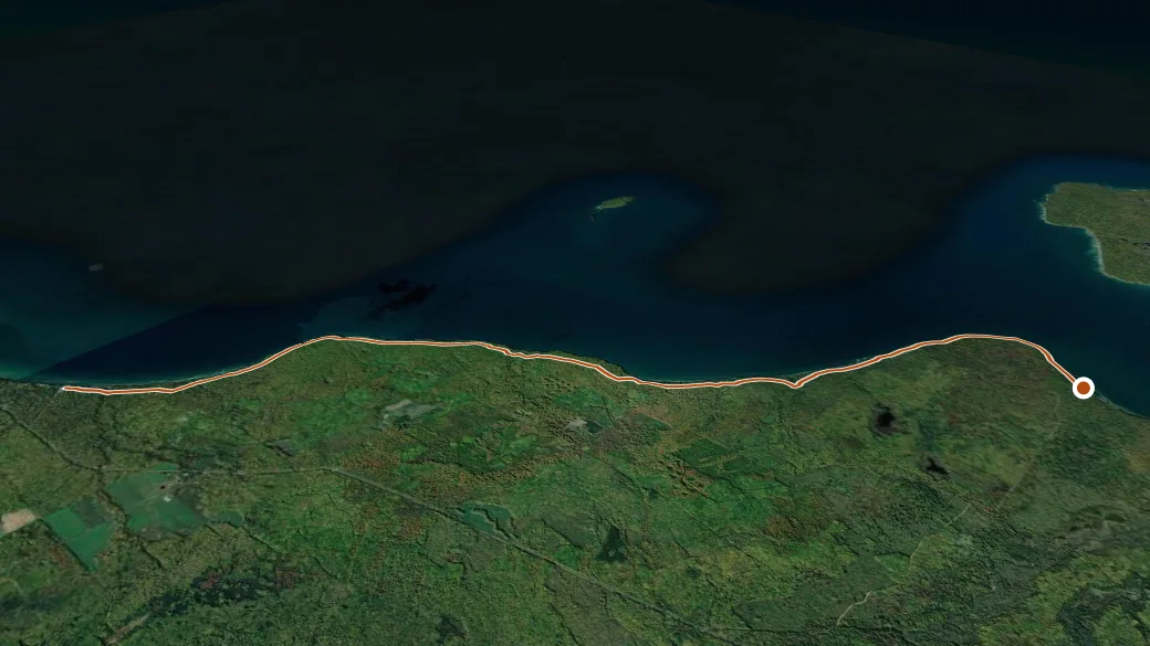 3-D terrain view of Sea Caves Trail