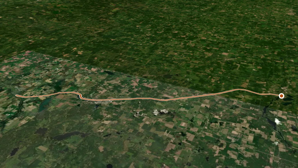 3-D terrain view of Cattail State Trail
