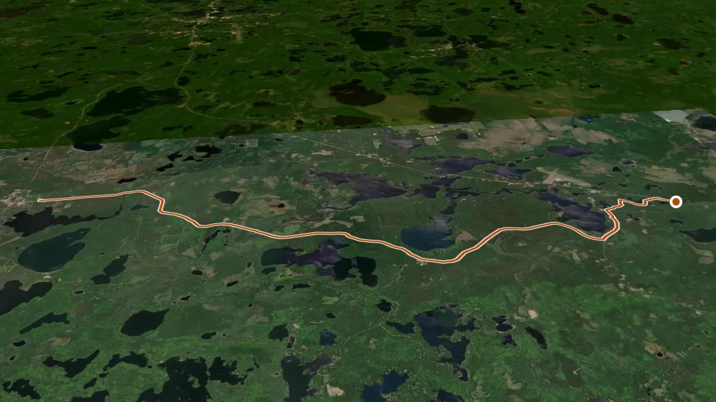 3-D terrain view of Heart of Vilas County Bike Trail