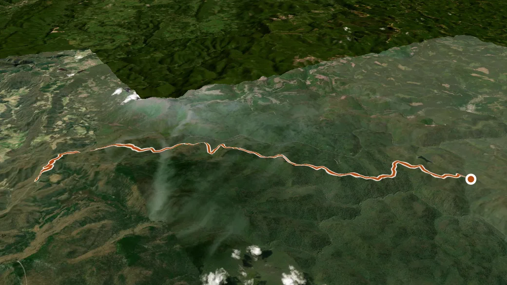 3-D terrain view of Pocahontas Trail