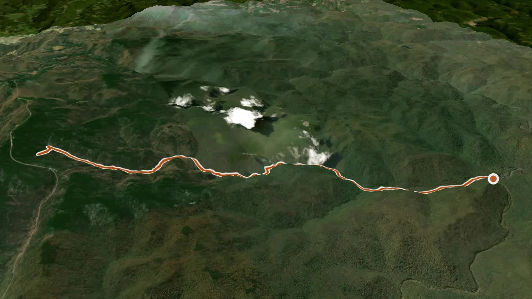 3-D terrain view of Middle Fork Trail